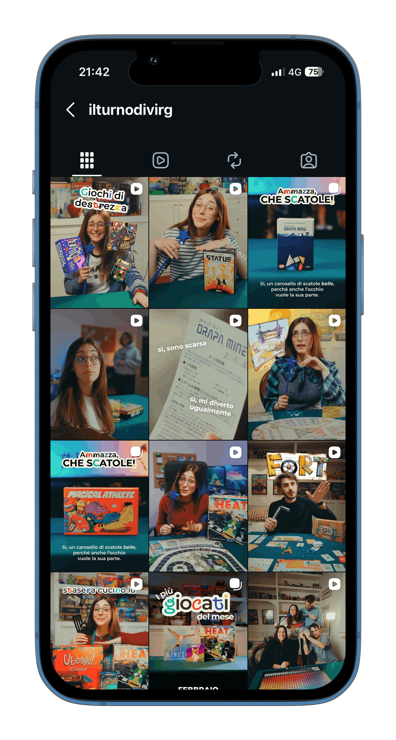 Schermata profilo Instagram di ilturnodivirg